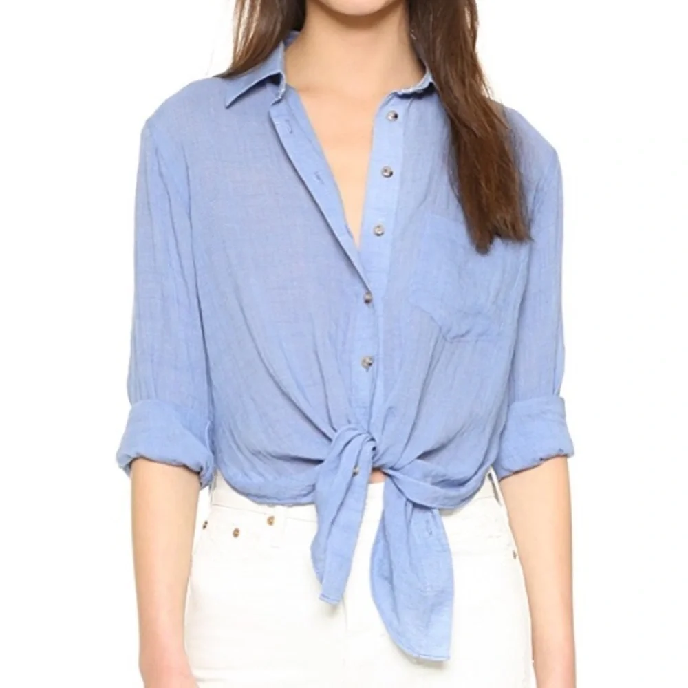 Free People Blue That’s a Wrap button up Shirt